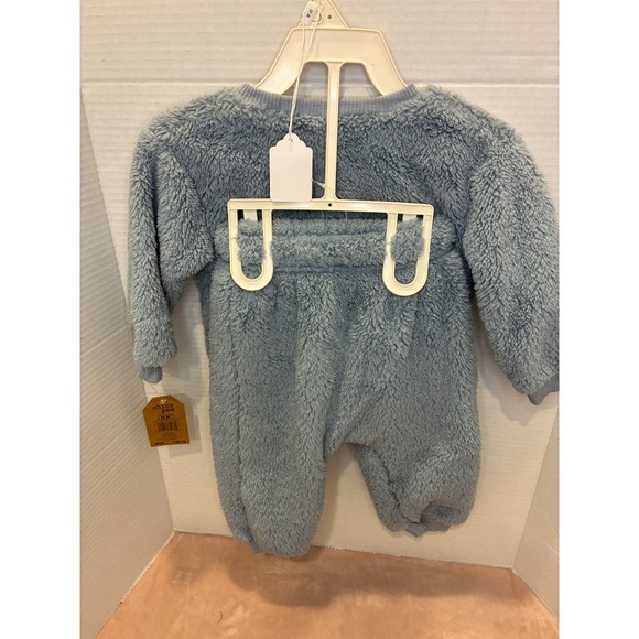 Chick Pea Baby Boys Girls Fuzzy Bear Pajamas Set 12M Blue - Picture 2 of 13